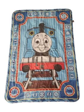 Thomas & Friends Blue and Red Train Throw Blanket Double Sided 2006